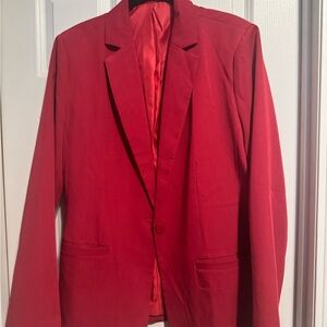 Red Single-Button Blazer